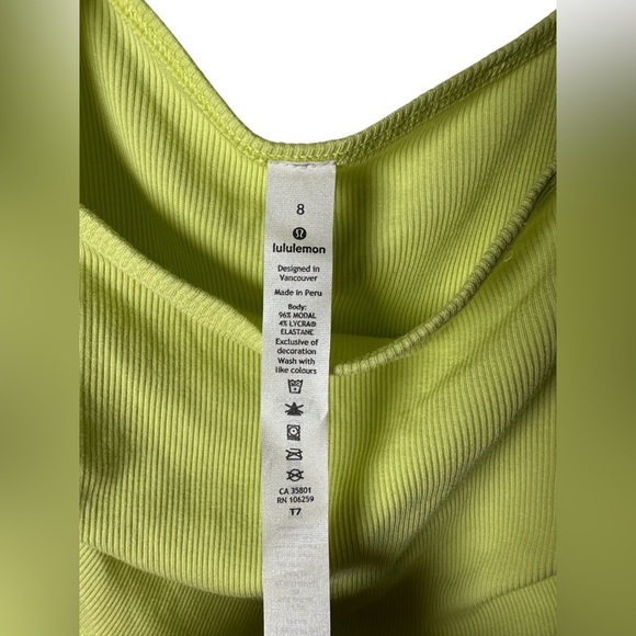 Lululemon LA Front Cut-Out Crop Tank Top Lemon Vibe Size 8 - Picture 9 of 9